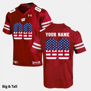 Men's Wisconsin Badgers NCAA #00 Custom Red NCAA Under Armour Big & Tall US Flag Fashion Stitched College Football Jersey MC31V77QC